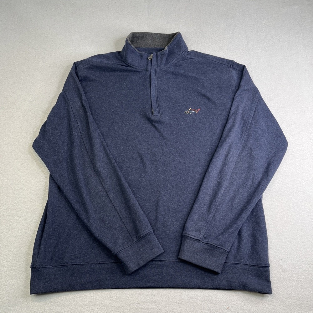 Greg Norman Golf Sweatshirt Mens Large Blue Performance Long Sleeve 1/4 Zip
